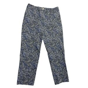 Talbots Blue, Green, White Floral & Paisley Front Zip Dress Pants Size 6